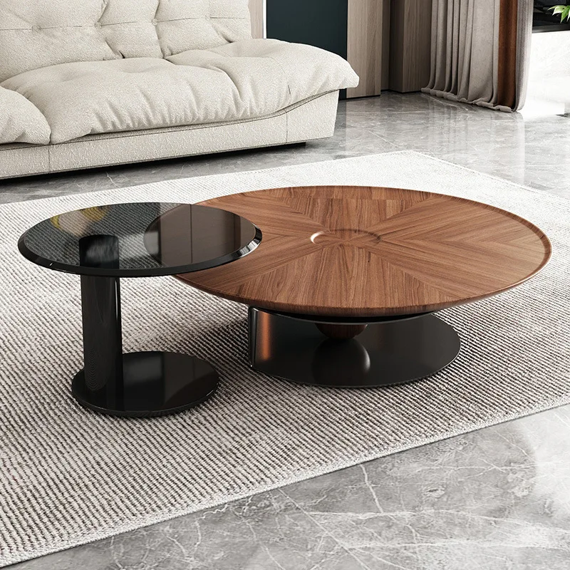 

Designer Walnut Solid Wood Round Coffee Table