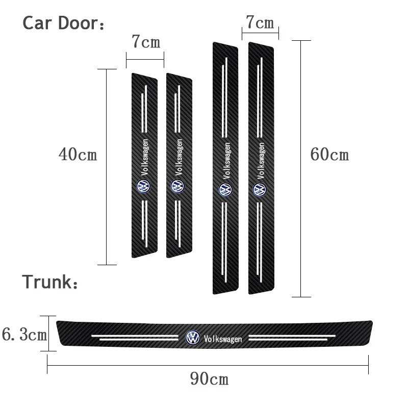 New Car Door Sill Plate Sticker Antiscratch Strip Trunk Protection Decals For VW Beetle Bora Golf Jetta Passat Polo Touran - view 2
