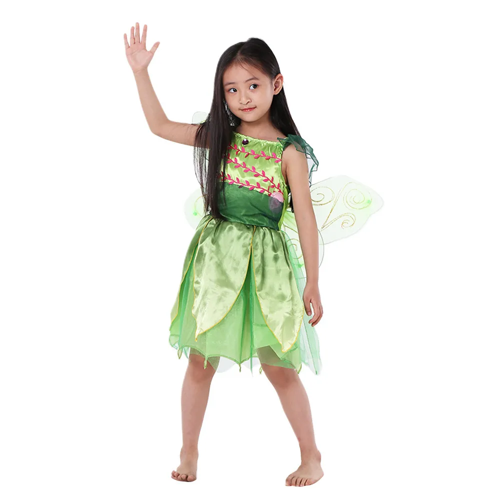 

1pc Flower Fairy Dress For Girls Sleeveless Kids Costume Stage Performance Birthday Party Outfit Cosplay Dress Role Play