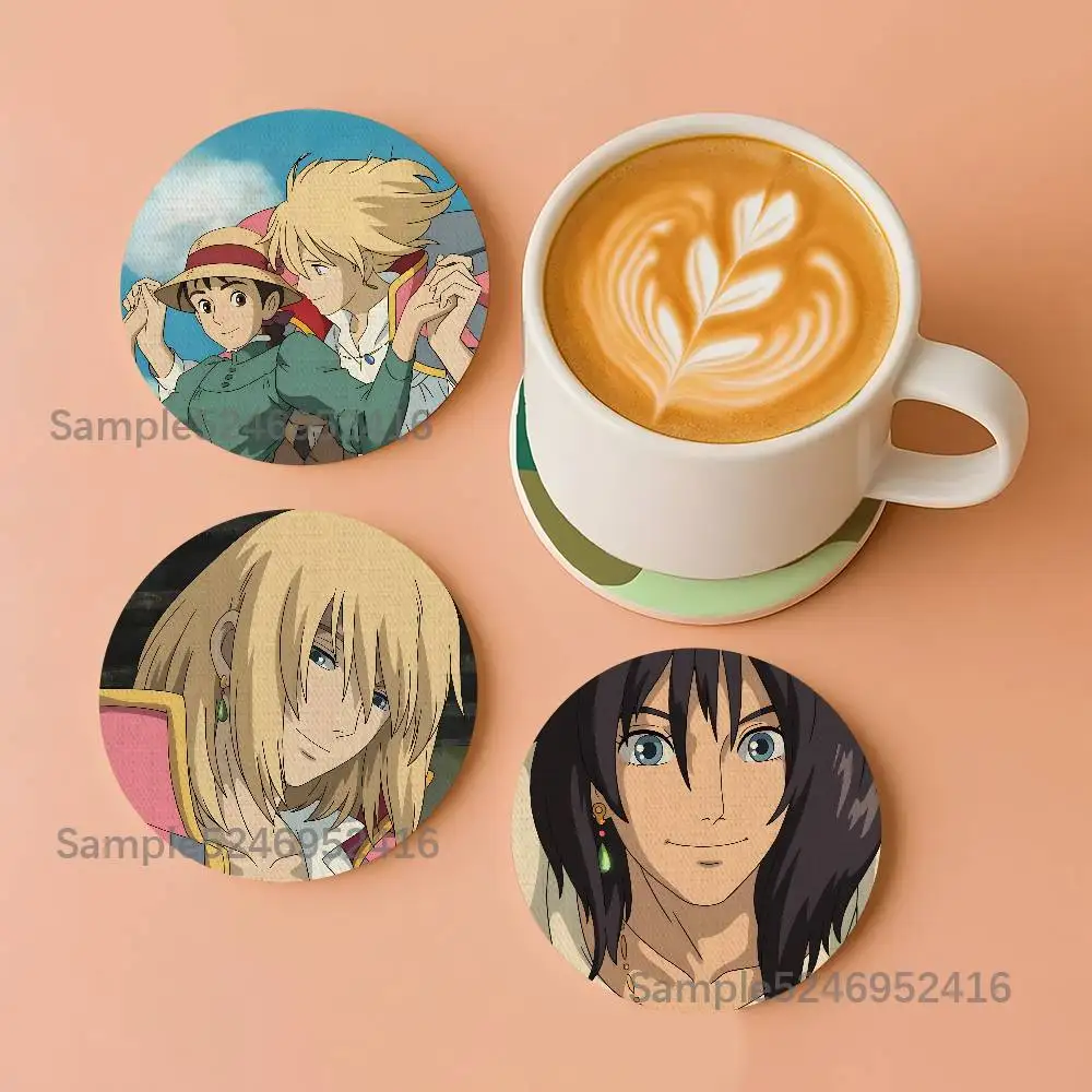 

H-Howl Anime Sophie Round Wooden Coasters For Design Suitable for Drinks Tea,Coffee Home Perfect Gift Holidays
