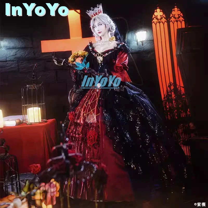 

InYoYo Marie Bloody Queen Cosplay Costume Identity V Cosplay The Remnants of Hope Fashion Gorgeous Dress Madame Red Game Suit