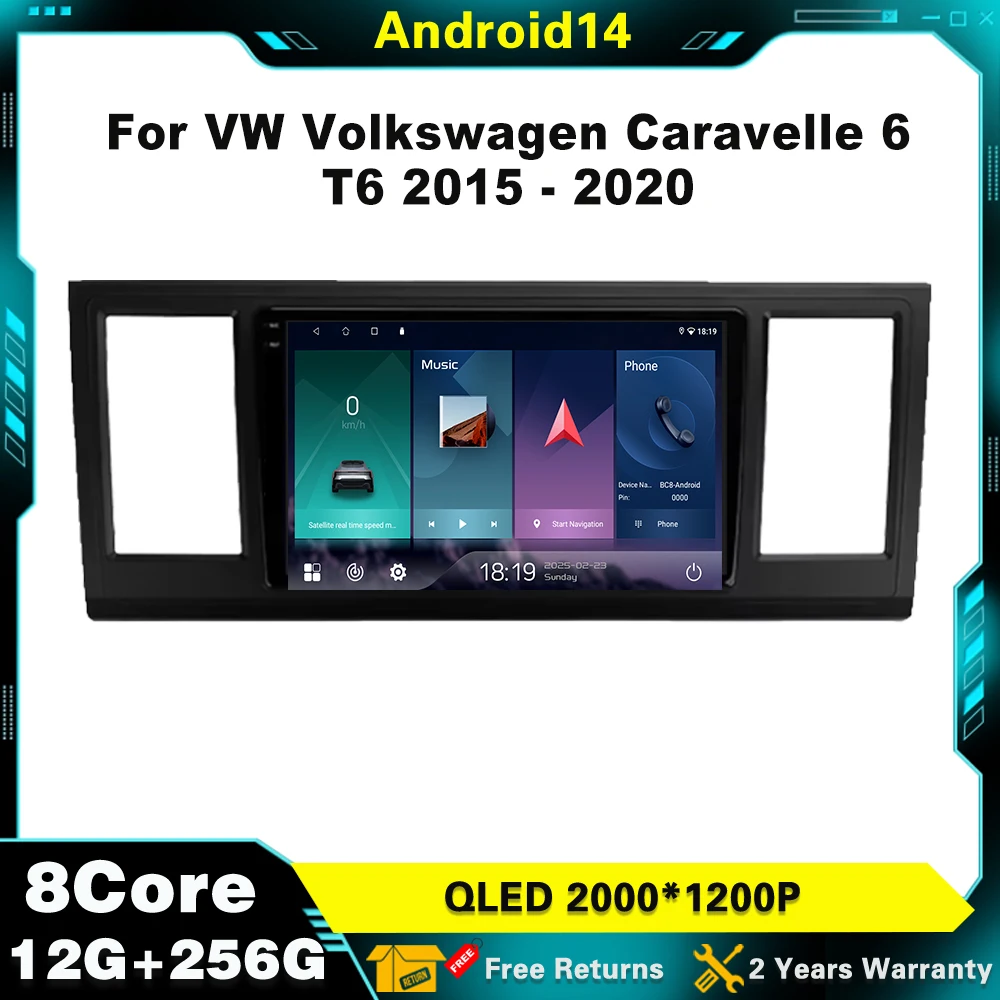 

For VW Volkswagen Caravelle 6 T6 2015 - 2020 Android 14 Car Radio Multimedia Player Stereo Navigation GPS WIFI Carplay Screen