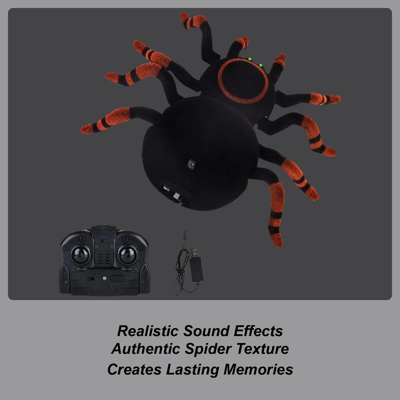 Rc Spider Interactive With Light & Sound Balck Animatronic Spider Climbing Toys For Play Education Entertainment Boys Children