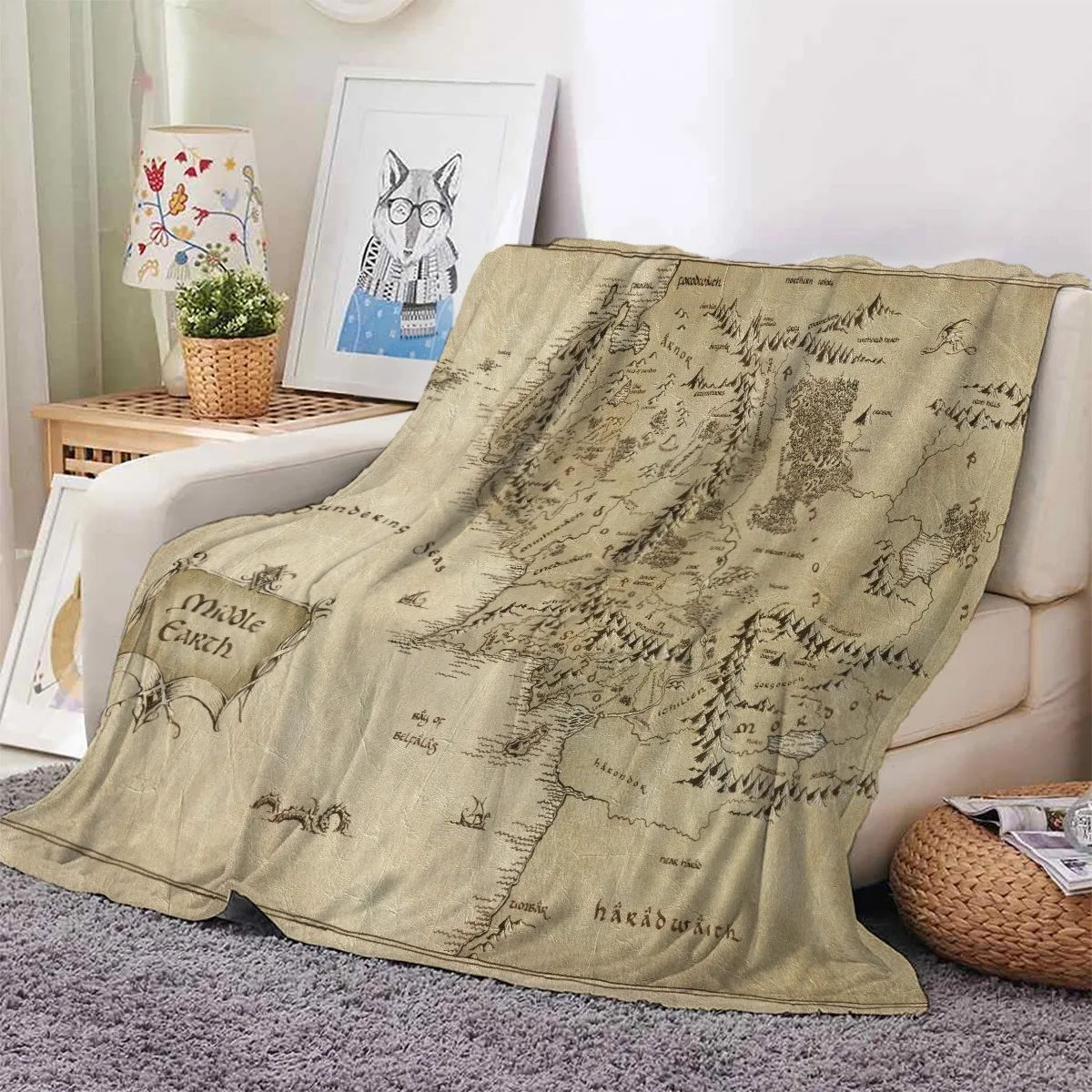 JIT 1 PC Retro Map Throw Blanket Multiple Sizes 2D Print Adventure Nautical Design Flannel Fiber Couch Office Travel Warm