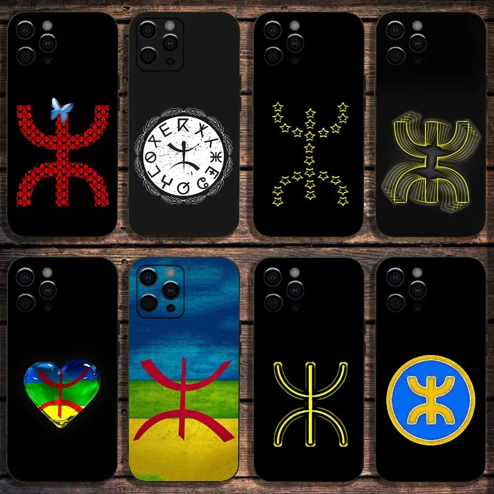 Amazigh Berber Flag Phone Case For Apple iPhone 15,14,13,12,11,Pro,X,XS,Max,XR,Plus,Mini Soft Black Cover