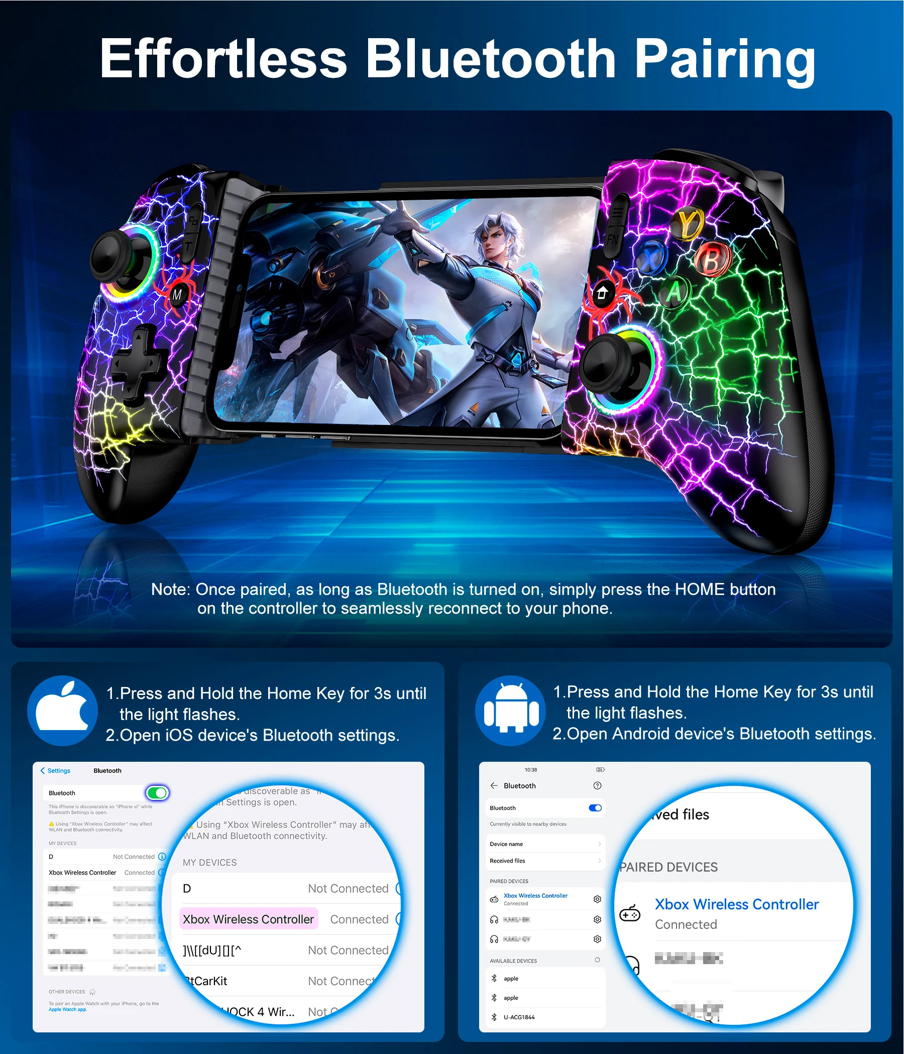 DinoFire MC202 Controller effetto Hall per telefono cellulare Tipo-C Gamepad Maniglia allungabile Stick Android iOS XBOX Cloud Game Joystick