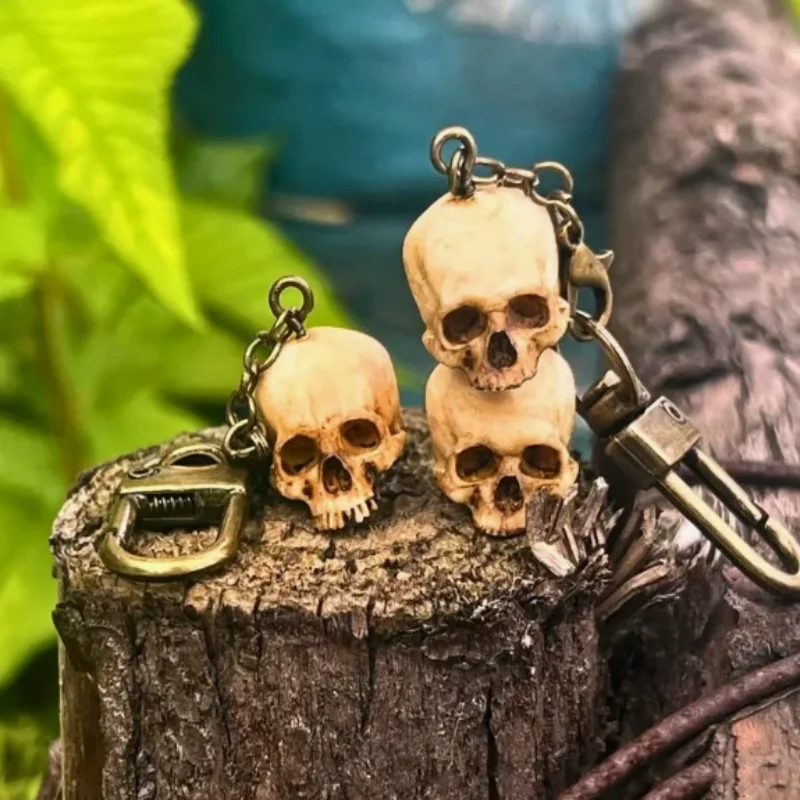 Personalized Hand-Painted Skull Keychain for Halloween