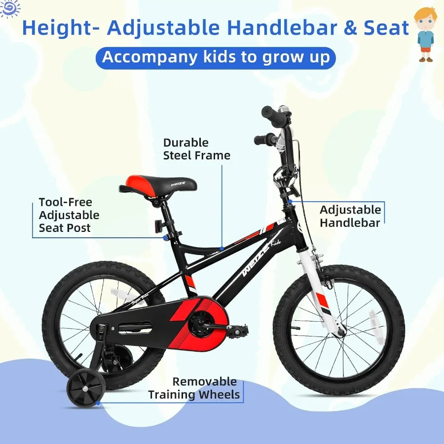 Bike, 14 16 Bicycle for Boys Girls Toddler Coaster Brake