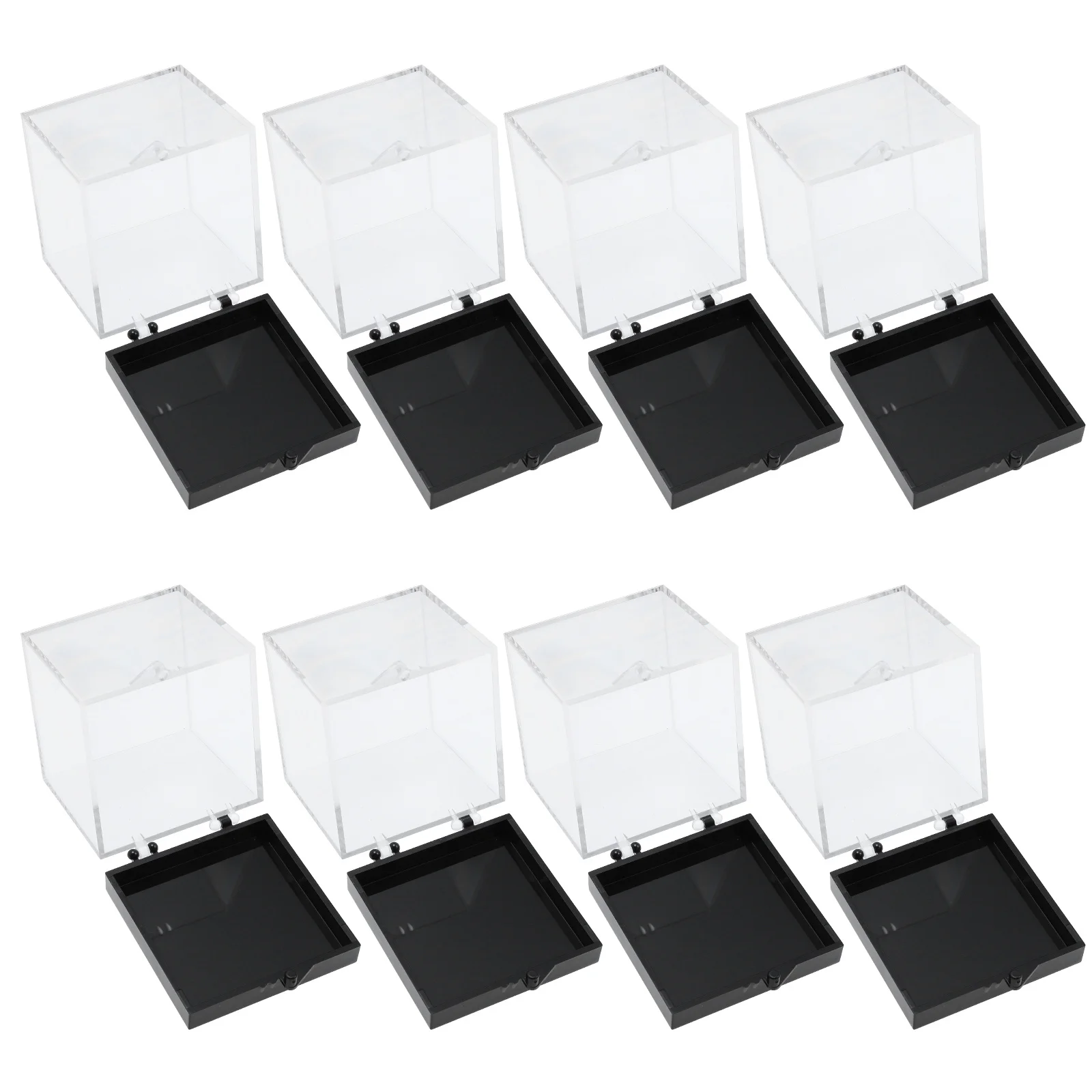 8Pcs Transparent Square Plastic Mineral Specimen Display Container Durable Organizer Storage Box Mineral Specimen Box