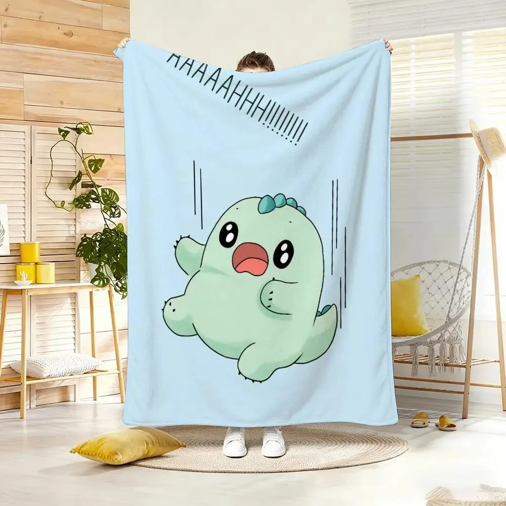 Kawaii Cartoon G-Gecko Chan Throw Lightweight  Flannel Blanket Soft Skin-friendly for Summer Cooling