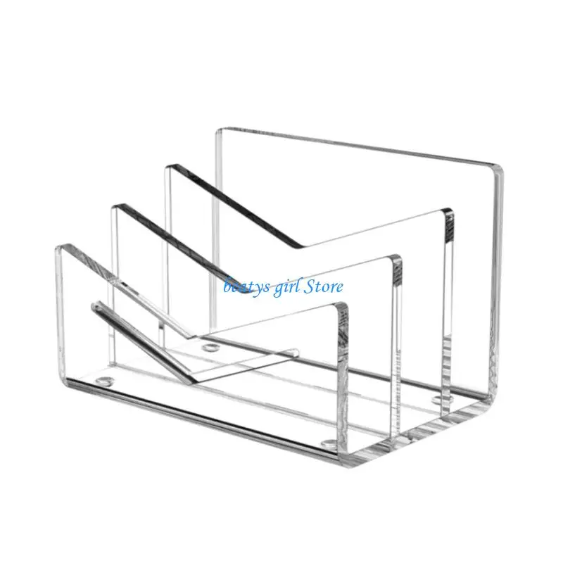 

C7AB Acrylic Mail Sorter Letter Rack 3 Tiered Letter Stand Space Saving Envelope Organiser For Office Desk Organization