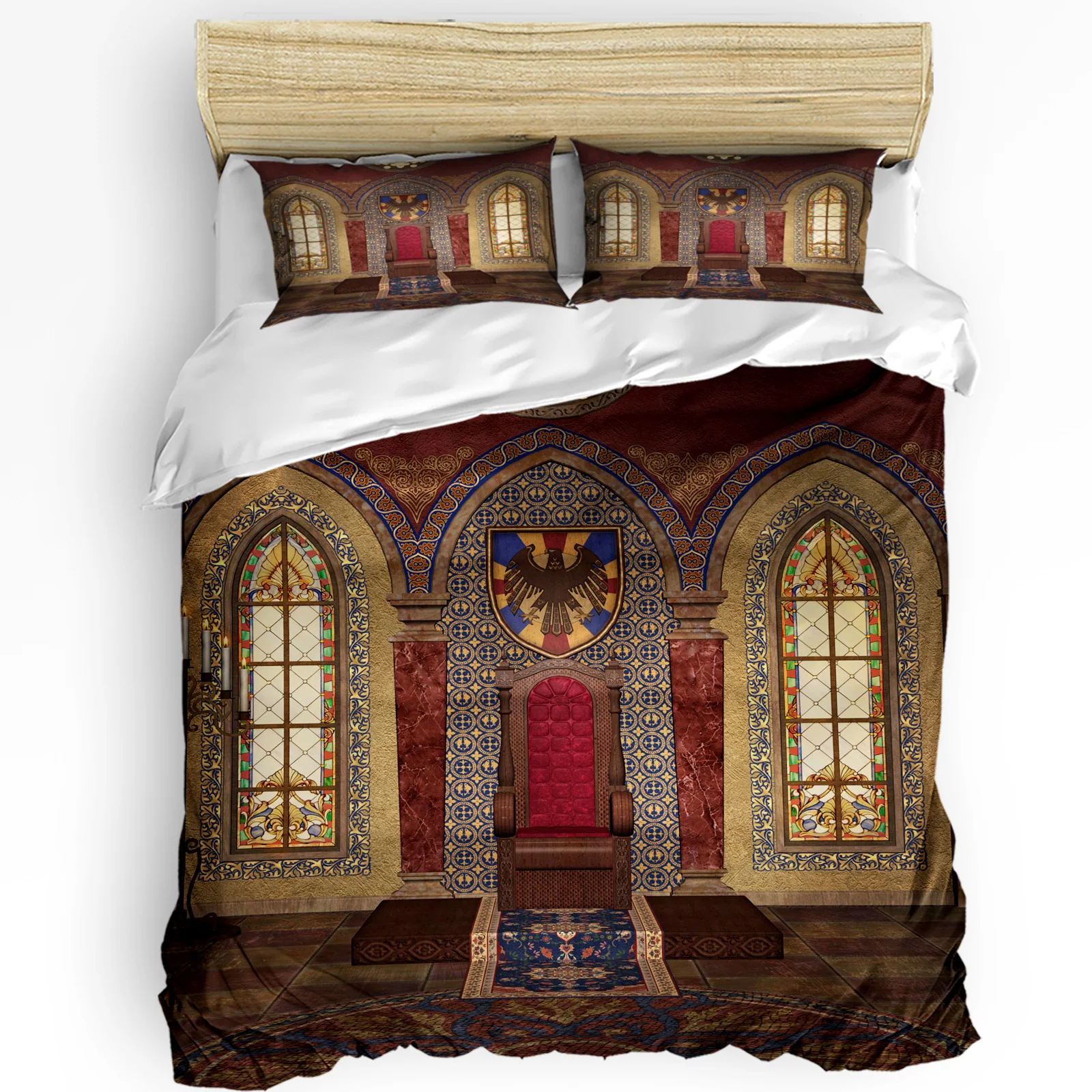 Medieval Castle Building Bedding Set 3pcs Boys Girls Duvet Cover Pillowcase Kids Adult Quilt Cover Double Bed Set Home Textile