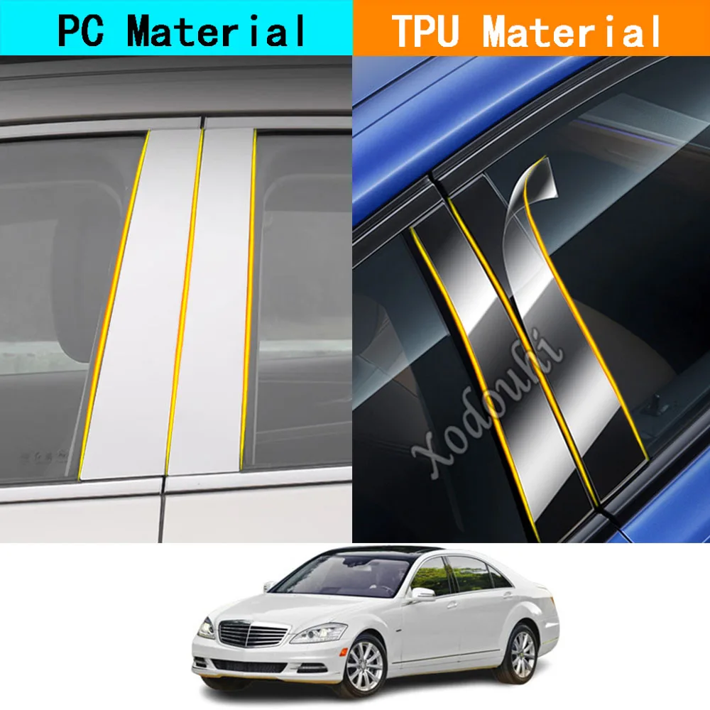 

Car TPU/Glossy Mirror Pillar Post Cover Door Trim Window Decorative Sticker For Mercedes Benz S-Class W221 2006 2007 2008-2013