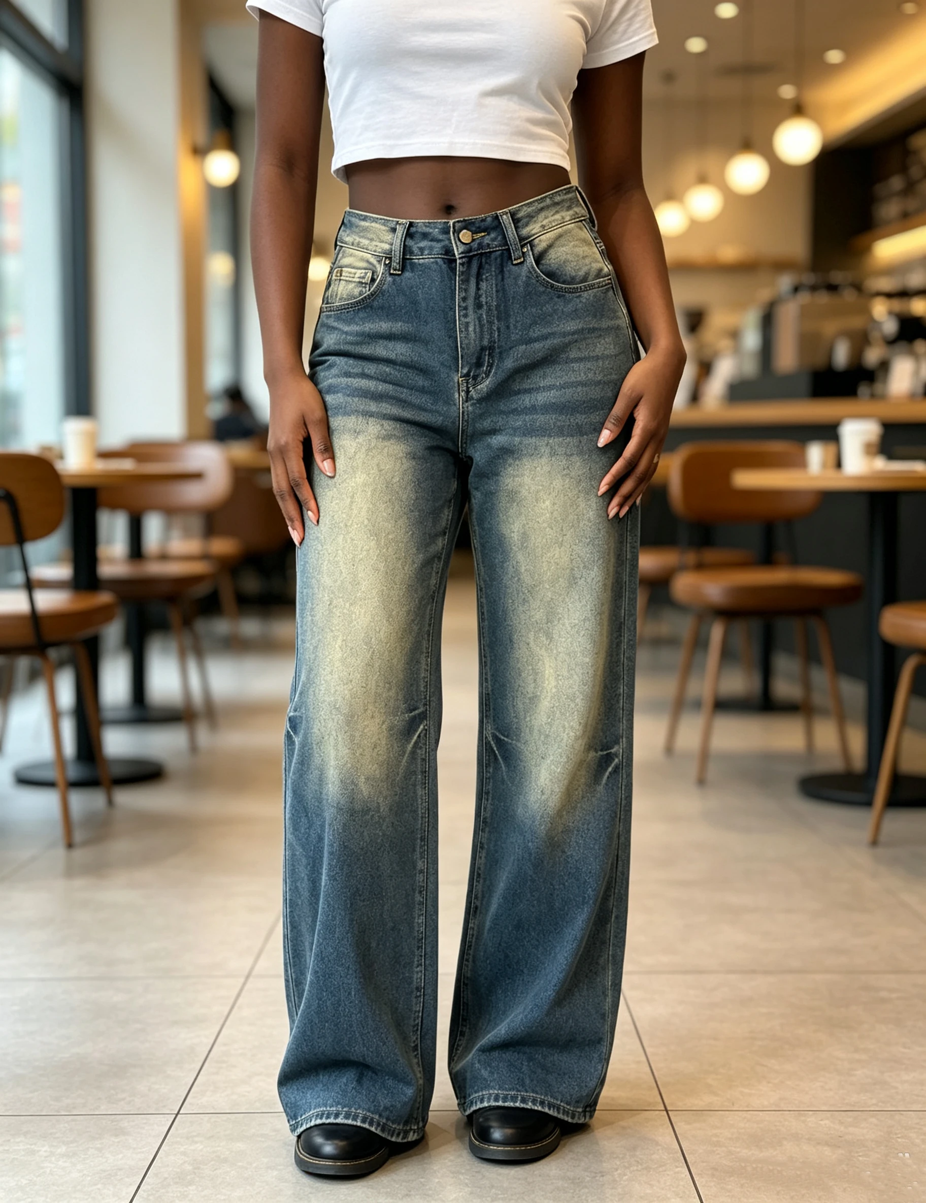 Women American High Waist Vintage Washed Mud Yellow Wide Leg Jeans Spring Autumn Loose Drapey Height Enhancing Long Pants