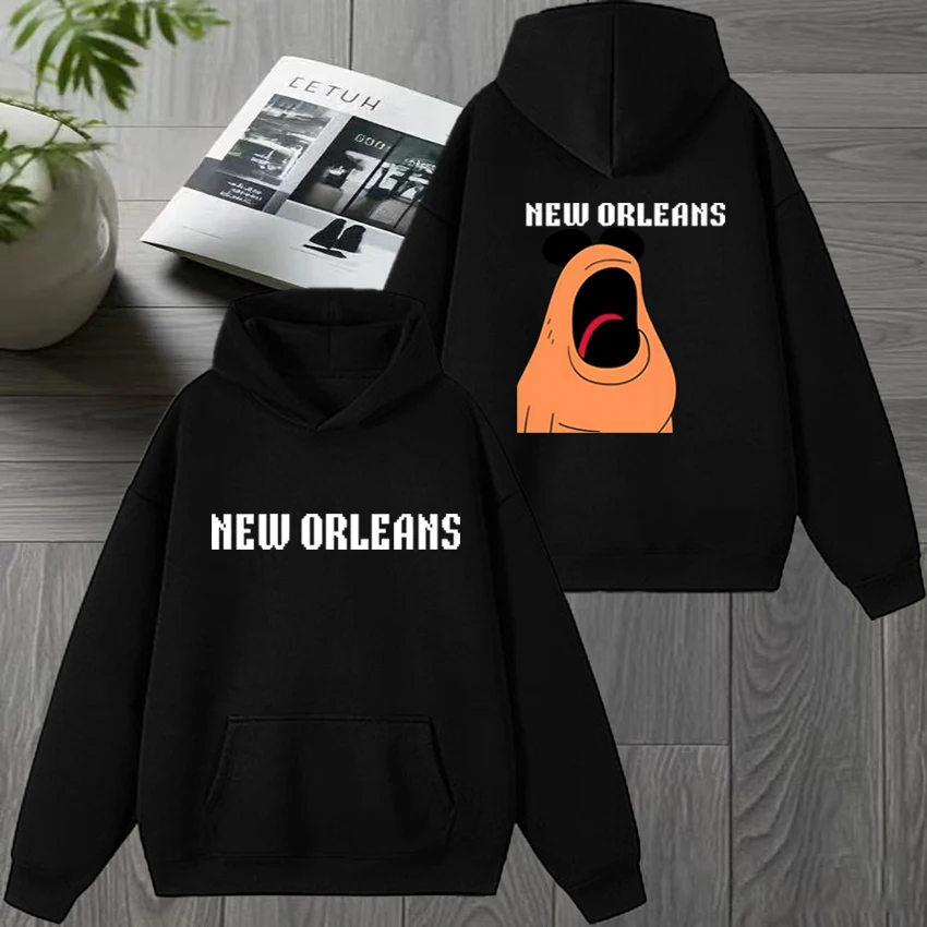 Funny New Orleans Marcus The Worm Art Meme Cartoon Character Graphic Hoodie Unisex harajuku Fleece Sweatshirt Men women pullover