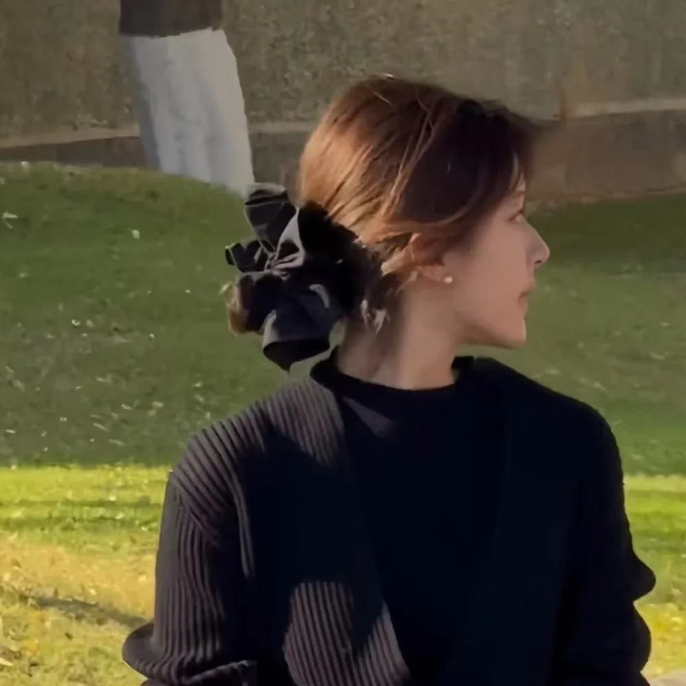 

1 шт. черная резинка для волос - минималистичная, универсальная резинка для волос для верхних узлов и верхней части волос, элитный стиль для женщин