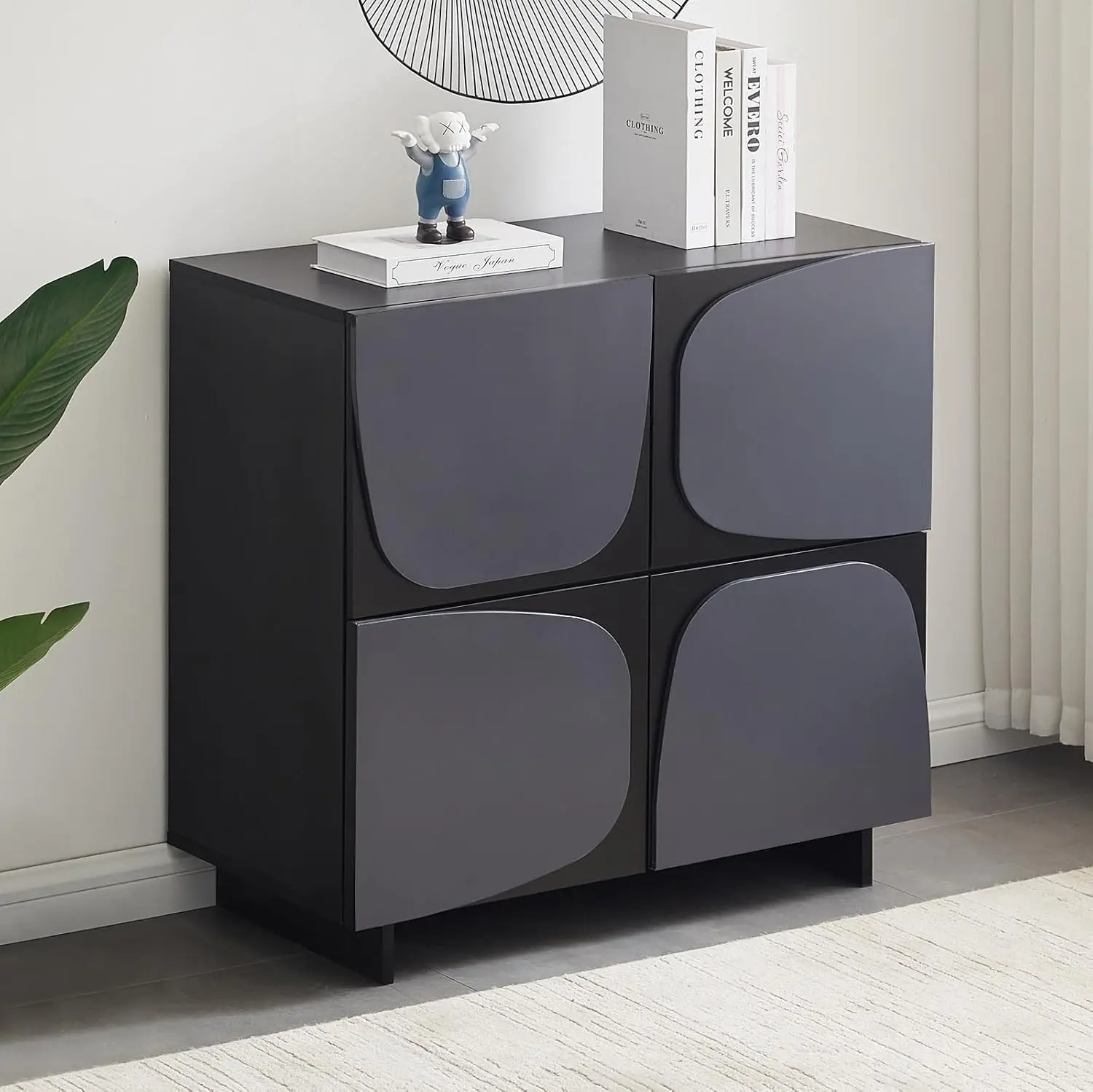 

Storage Cabinet with 4 Doors, Sideboards Accent Console Cabinet, Buffets with Door Rebound Device for Living Room, Dining Room,