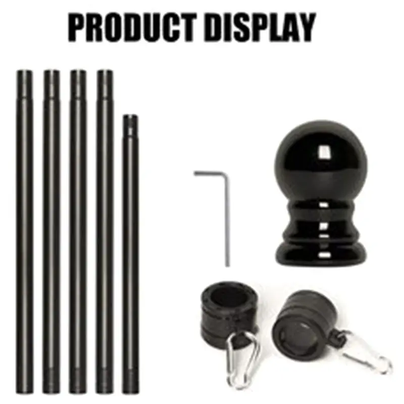 Y42A-5FT Black Flag Pole Weather Resistant Rustproof Flagpole Suitable For 3X5 Sports Fan Outdoor Flags