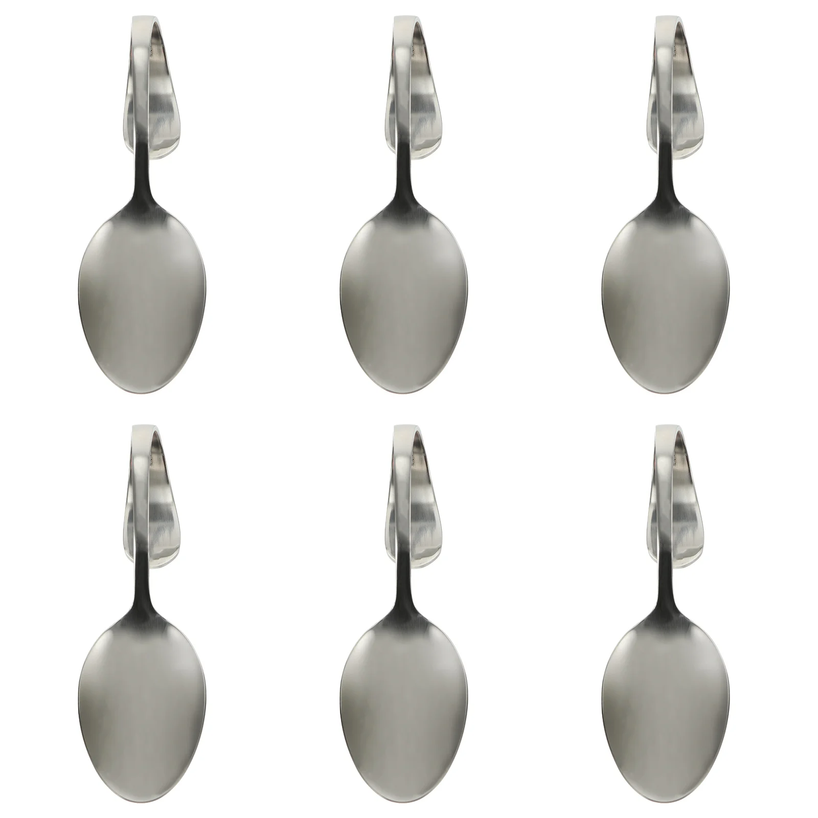 

6 Pcs Curved Handle Spoon Serving Multipurpose Rustproof Tableware Plate Silver Baby