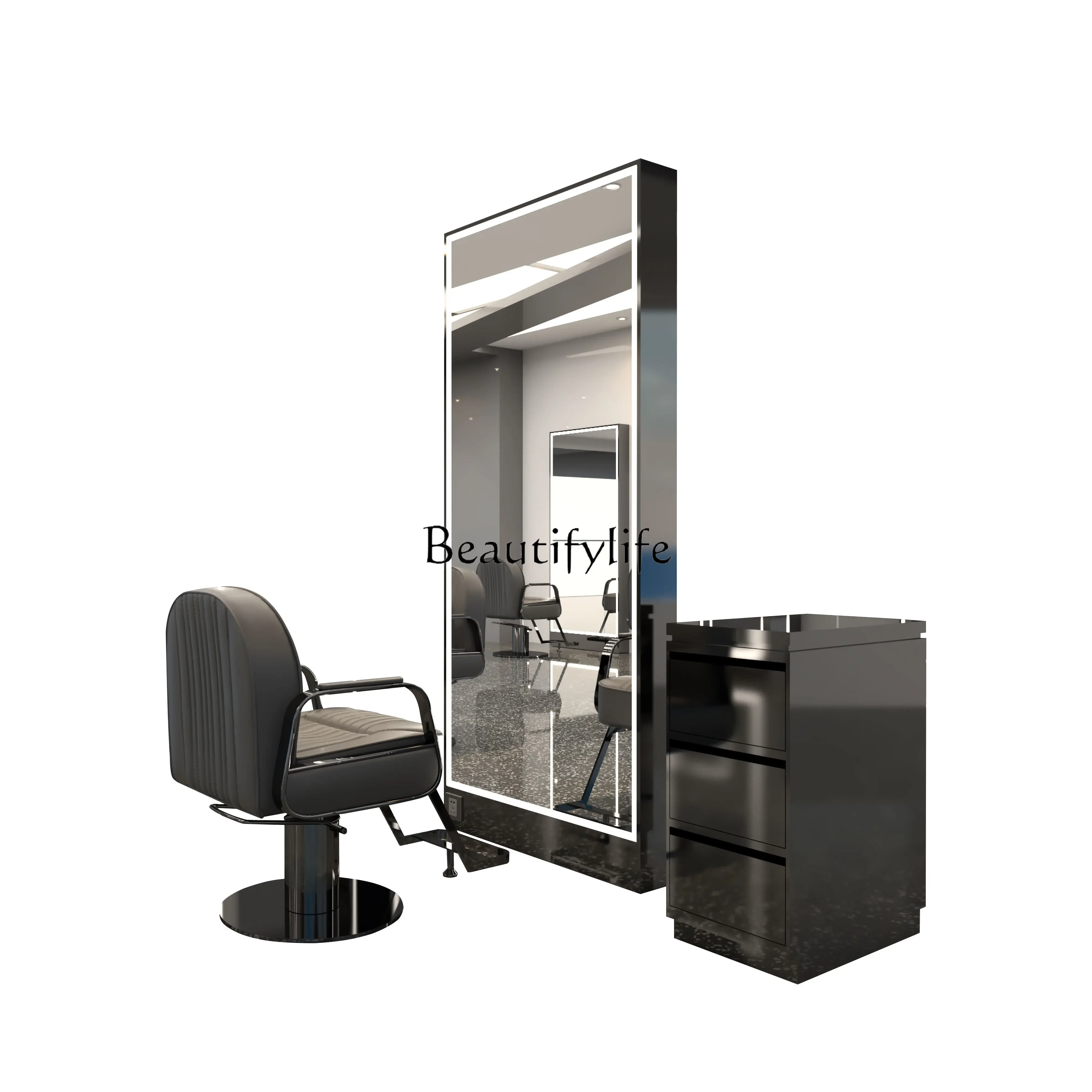 Barber Shop Dressing Table Hair Cutting Salon Full Body Single Double-Sided Floor Mirror