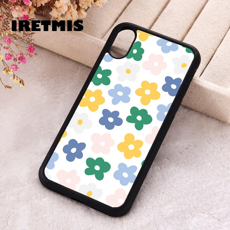 Iretmis Phone Cover Case For iPhone X XS Max XR 11 12 13 PRO MINI 14 15 16 Plus Rubber Silicone Violas Flower Floral Pattern