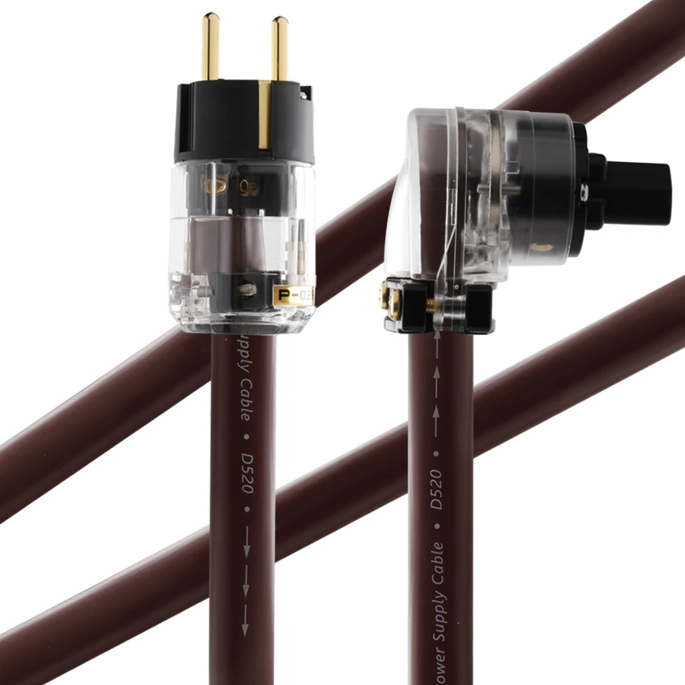 HIFI 90 Degree Right Angle Power Cord Cable, Audiophone Golden Reference EU and US Power Plug, IEC C15 Female Power Connector