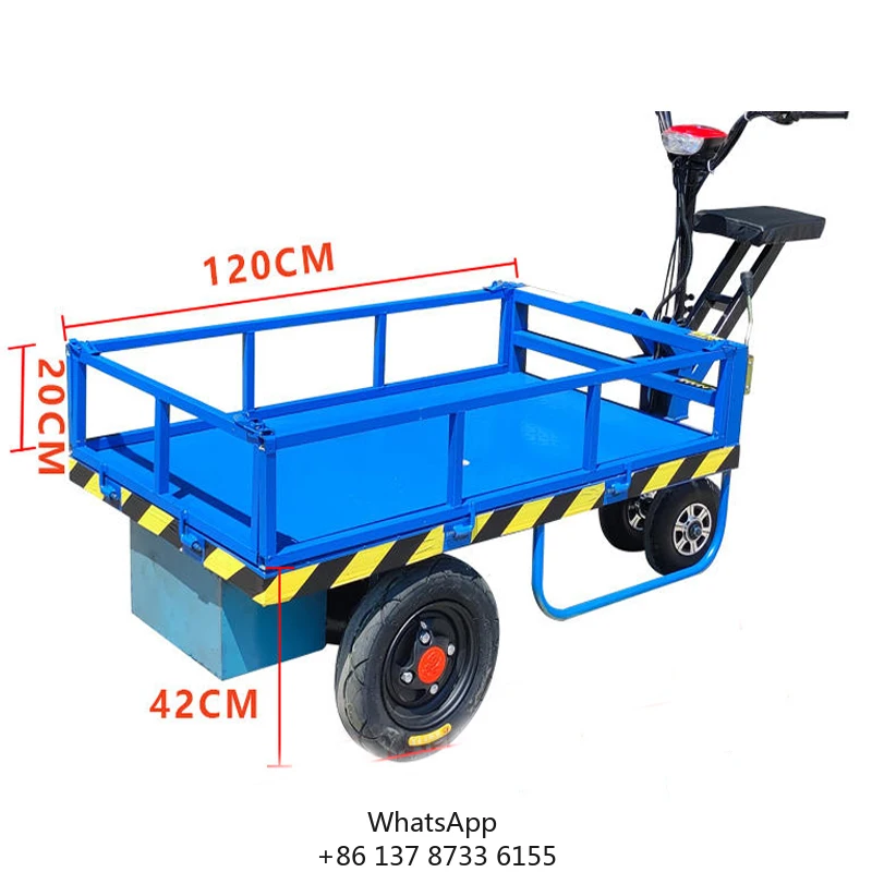 

Electric Flatbed Car Heavy Electric Goods Transport Trolley For Construction Site Farm Materials Transport Electric Wheelbarrow
