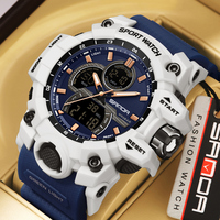 SANDA Digital Men Watch Military Sport Waterproof Wristwatch Man TPU Strap Quartz LED Clock Fashion Stopwatch Date Male Clock