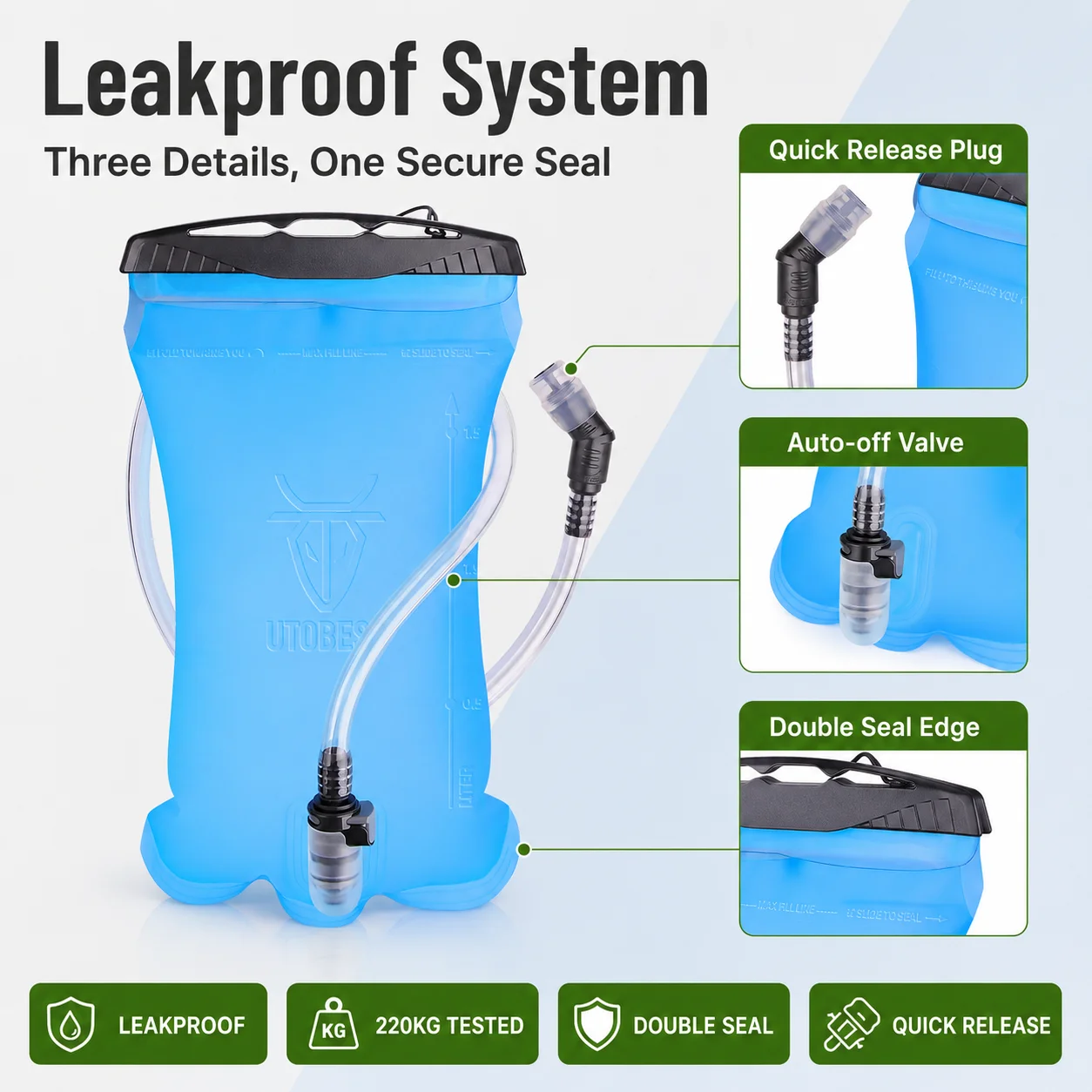 Afbeelding 7: Utobest 1,5l Waterblaas Hydratatie Reservoir Pack Tpu Water Opbergtas Voor Fietsende Rugzak