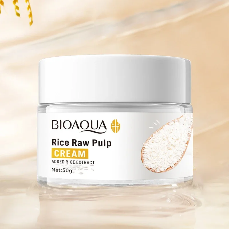 BIOAOUA White Rice Whitening Moisturizing Hyaluronic Acid Essence Nourishing Moisturizing Anti-wrinkle Rice Raw Pulp  Face Cream