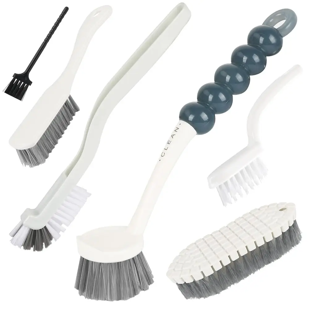 

6 Pack Multipurpose Household Cleaning Set, Deep Cleaning Brush Set with Grips - Dish, Scrub, Bottle, Shoe, Groove Gap, Keybo
