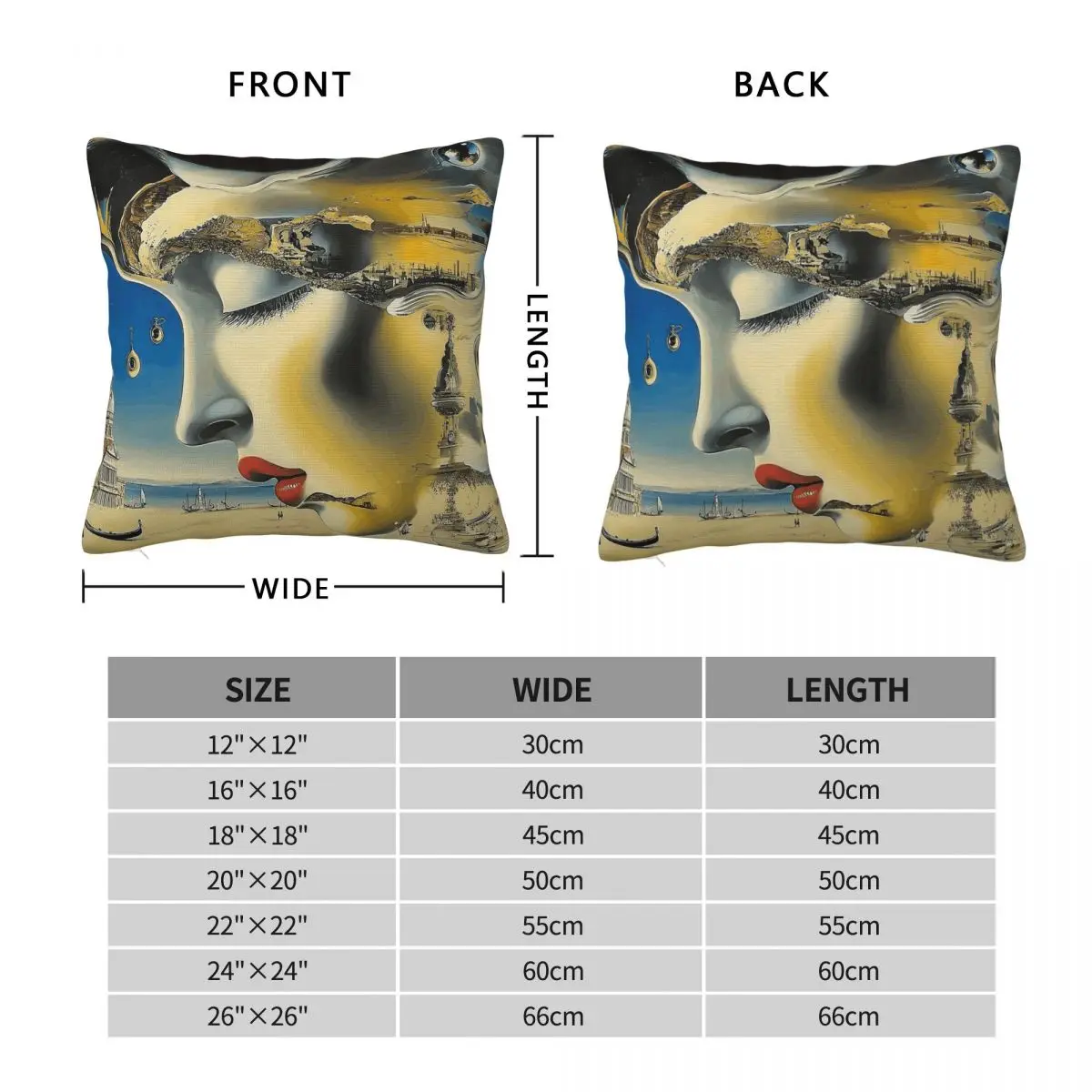 Salvador Dali Surreal Muse Square Pillowcase Polyester Linen Velvet Creative Zip Decor Sofa Cushion Case