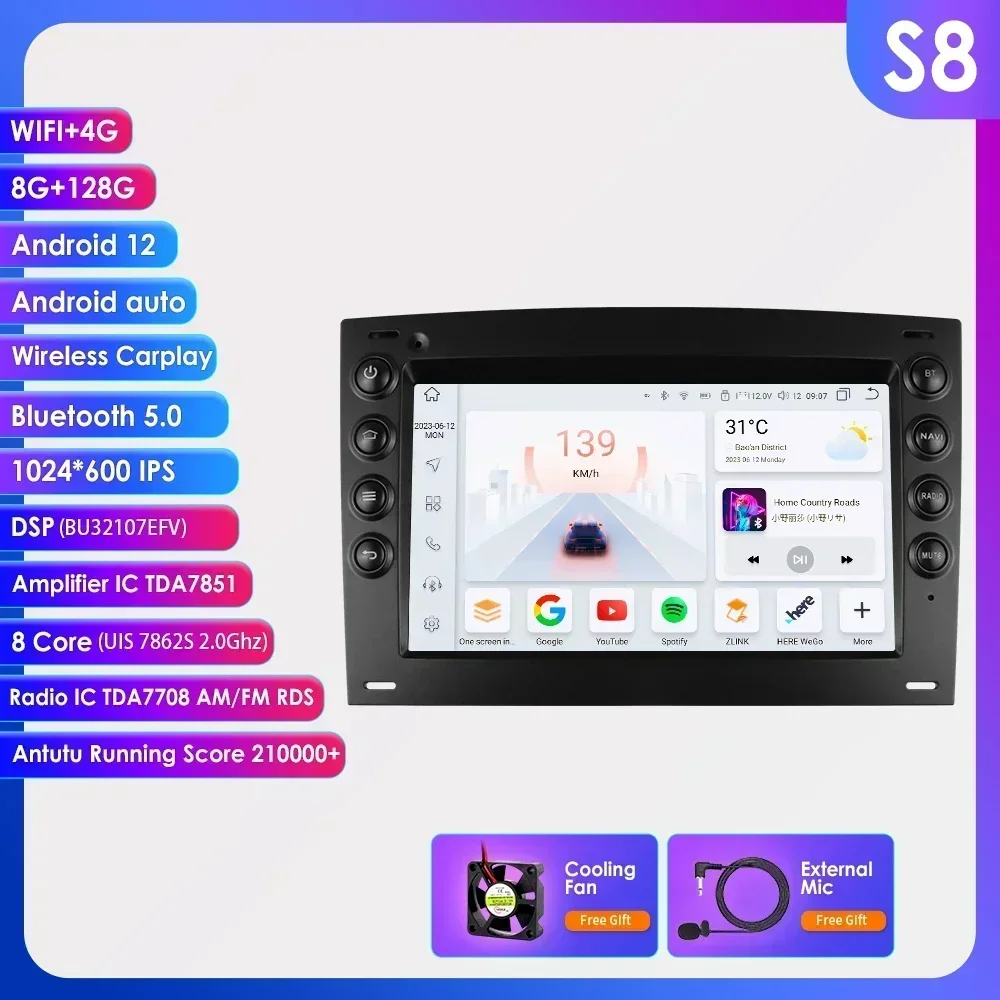 7 Inch CarPlay Android Radio voor Renault Megane 2 2002-2009 Auto Intelligent Systeem 2din GPS Stereo Ontvanger Multimedia Autoradio