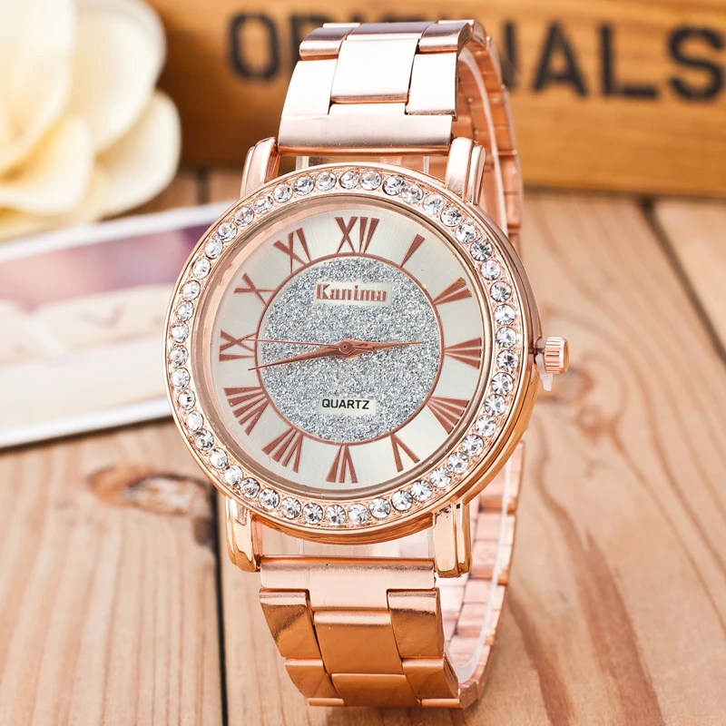 Reloj de cuarzo de cristal arenoso dorado para mujer, Relojes de Acero completo, relojes de lujo femeninos, marca famosa, nuevo, 2024