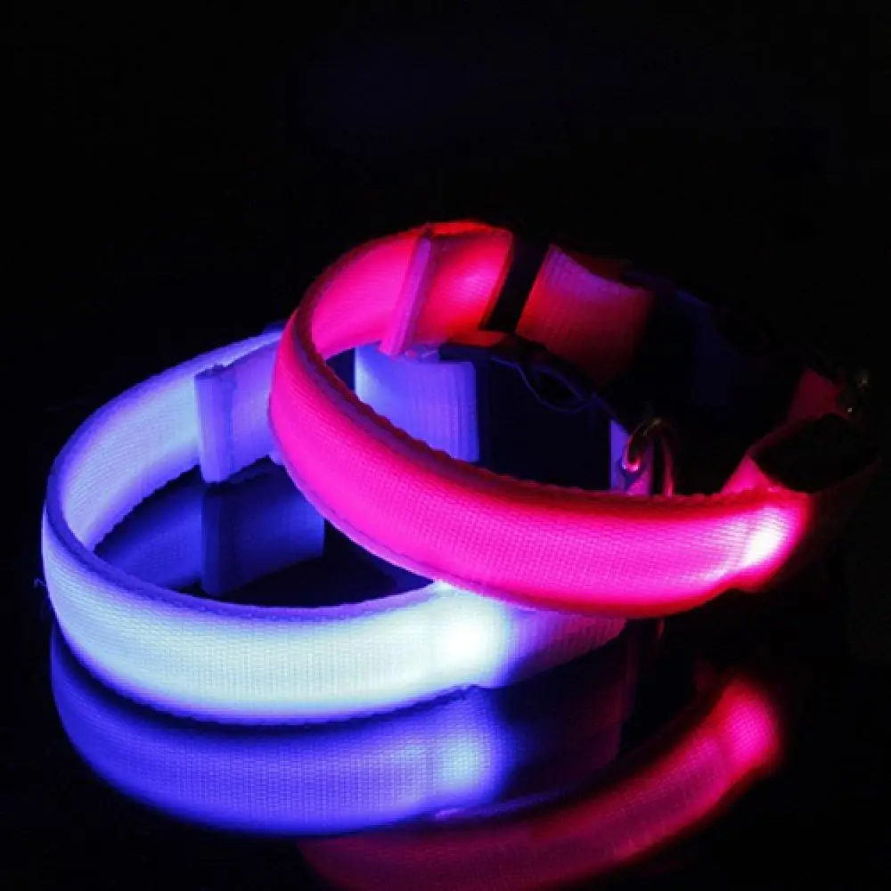 Quick Release Puppy Dog Cat Collar Night Safety Flashing Luminous LED Light Adjustable Pet Collar Breakaway