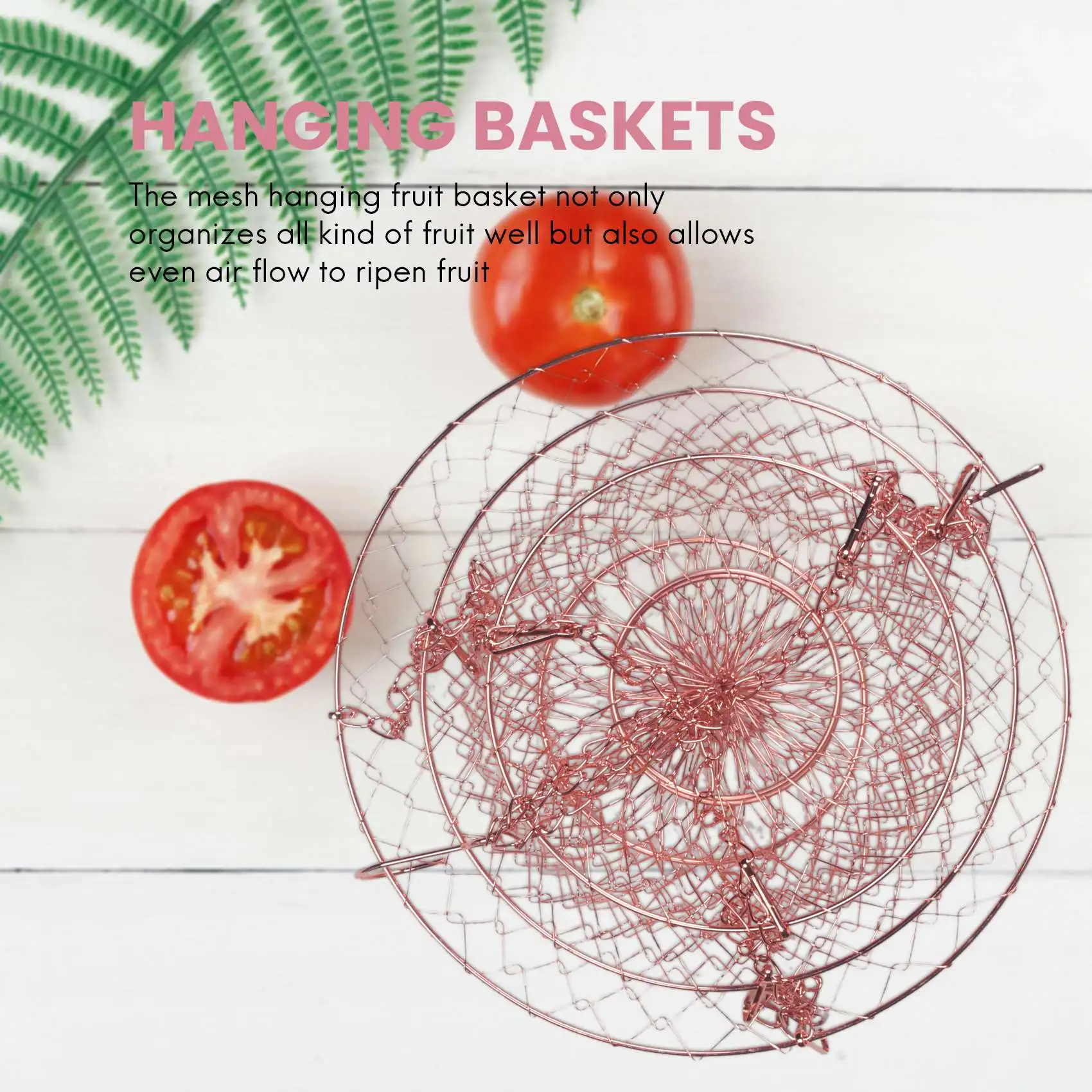 MLGB-3 Tier Fruit Basket, Vegetable Kitchen Storage Basket Chain Hanging Space Saving Fruits, Plants Storage Basket