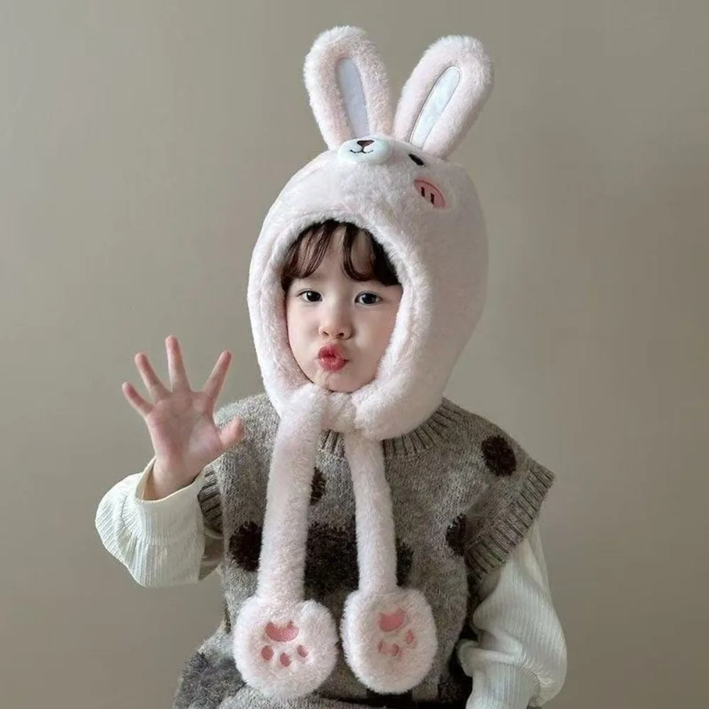 

Cute Plush Integrated Hat Scarf Set Warm Coldproof Neck Warmer Windproof Pullover Cap Autumn and Winter
