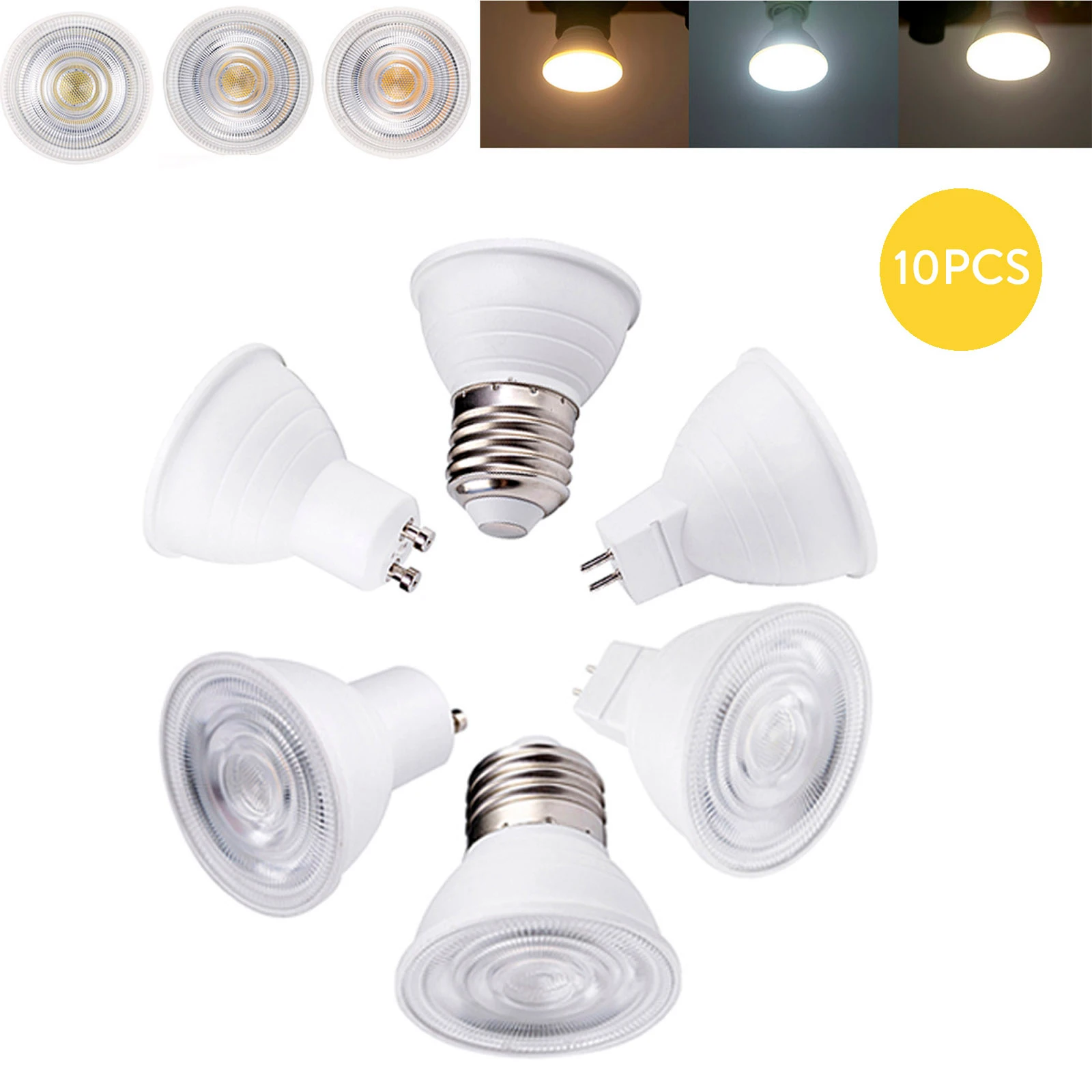 

10PCS Dimmable LED Spotlight Bulb GU10 110v 220V 7w 36 Degree Beam Angle High Lumen Indoor LED Energy Saving Lights Bulb