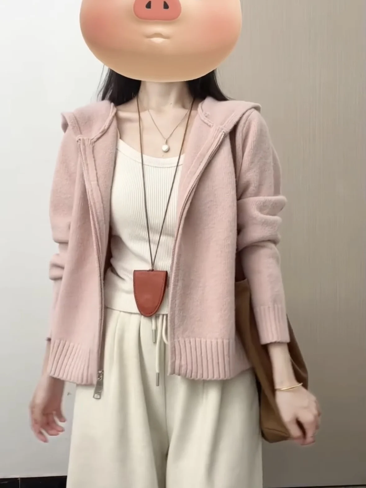 Pull tricoté à capuche rose pour femme, coupe ample, doux et confortable, Cardigan à fermeture éclair, vêtements d'extérieur longs, haut thermique, automne hiver