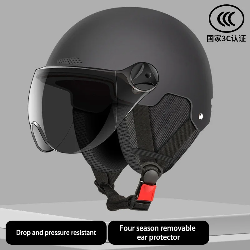 National Certification Solid Color Half Helmet Motorcycle Face Helmet Warm Cruise Casco Casque Moto Helmet Outdoors Knight Hat