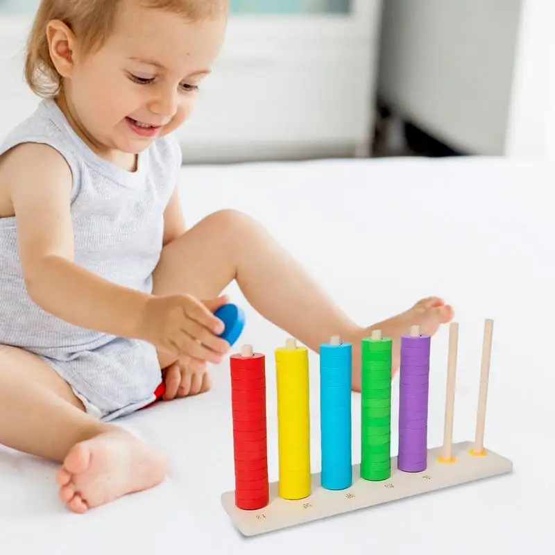 Math Counters For Kids Wooden Computing Stand Toy Educational Stand Math Arithmetic Bead Toy Interactive Counting Teaching Aid