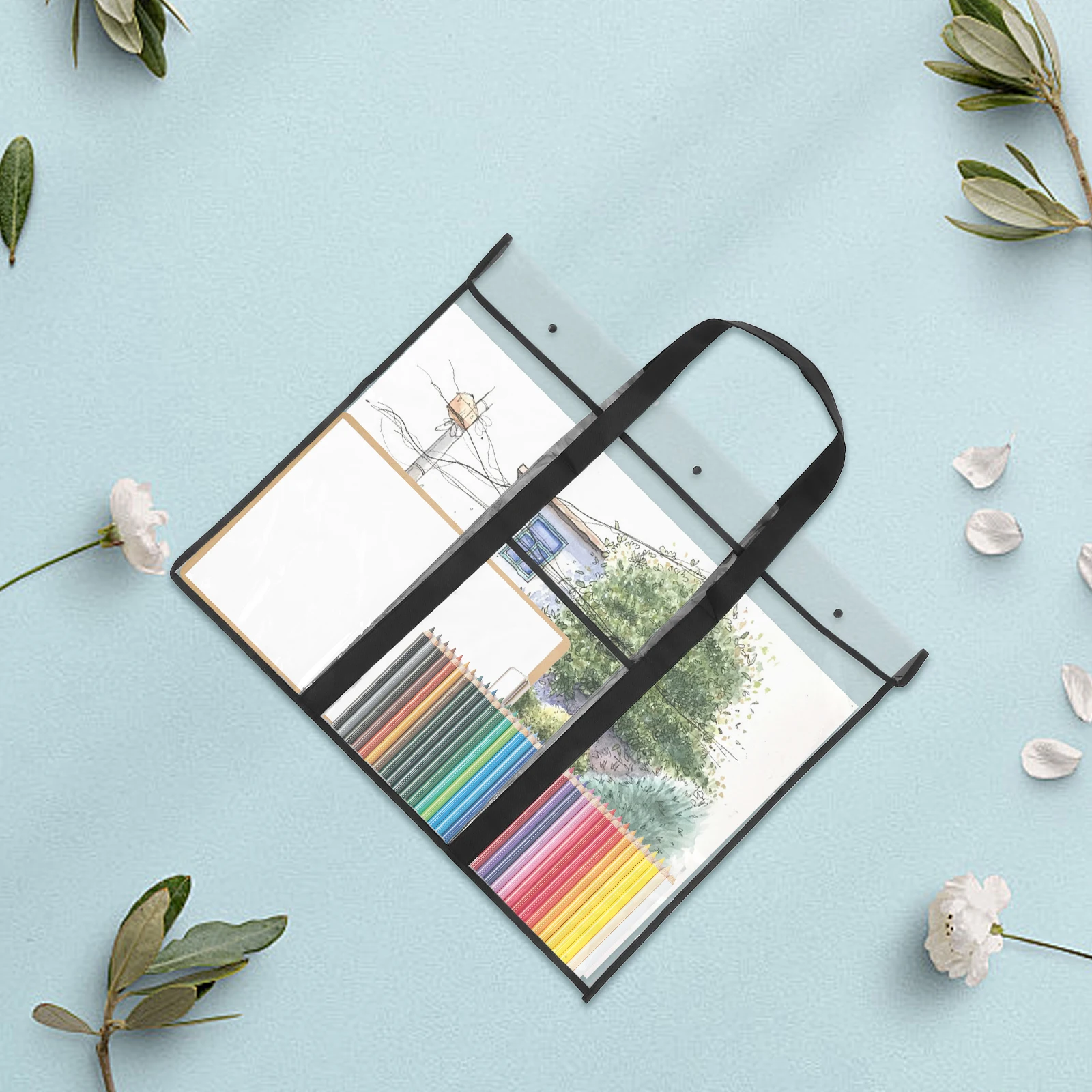 

Hanging Foldable Painting Board Bag Snap Buttons Sturdy Non-Woven Fabric Art Supply Storage Carrier Portable Poster Folder File