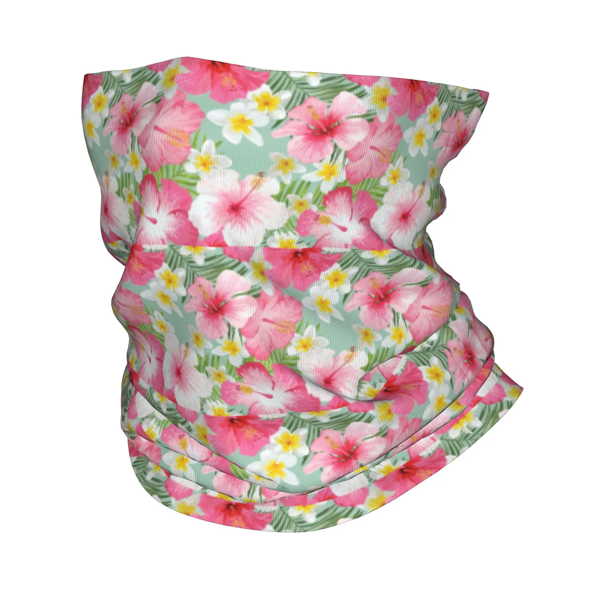 

Tropical Hibiscus and Plumeria Flowers Bandana Neck Cover Mask Scarf Multi-use Headwear Riding For Men Women Adult Windproof