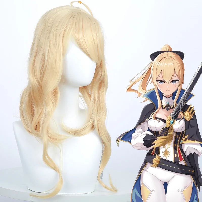 

Парик Genshin Impact Xigui Knights Team Leader Qin, парик для косплея, светло-русый вьющийся парик с боковой челкой