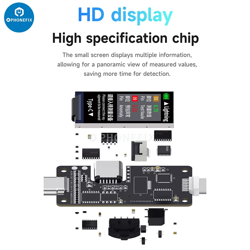 Mechanic T-824 SE Precision Tail Insertion Detector For iPhone/iPad/Mac Android Phones Type-C Lightning interface No Disassembly