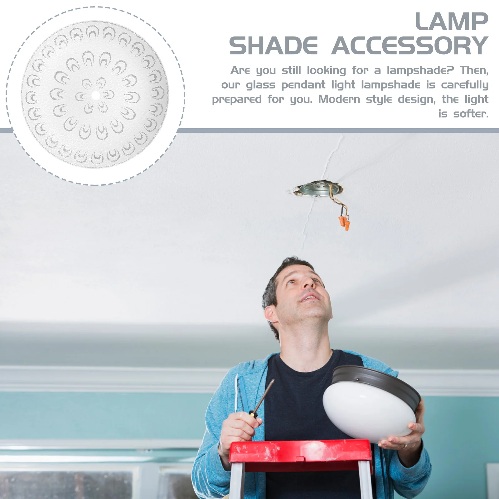 

Frosted Glass Lampshade Ceiling Light Shade Replacement Modern Style High Transmittance Easy to Clean Suitable for Bedroom