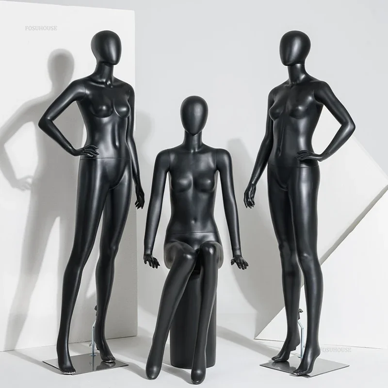 Korean Matte Black Mannequins for Women's Clothing Full Body Standing Display Mannequin Simple Mannequin for Clothing Shooting