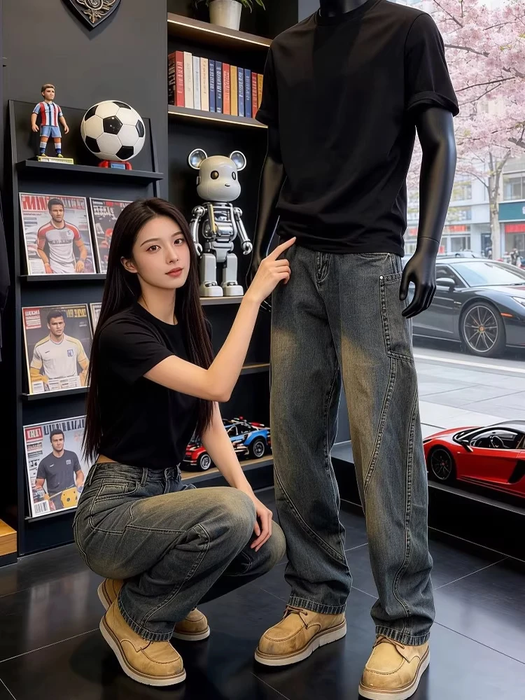 

Summer Thin American Retro Knife Jeans Men's New 2026 Loose Wide Leg Straight Cut Denim Pants Youth Trendy Wear Resistant