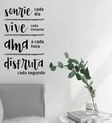 

1 pc new Smile Everyday Live Quote Wall Decal Spanish text Wall Sticker Wall Decal Sticker Home Decor Decal Creative Stickers