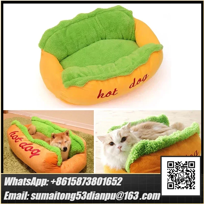 Hot Dog Bed Pet Lounger Doggie Bed Kennel Cat Puppy Warm Soft Removable House Sofa Mat Basket Blanket Hotdog Beds Sleeping Bag